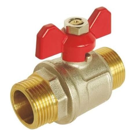 Vanne à sphère - double Mâle 15/21 - Manette papillon - Débit d'eau optimal avec le passage intégral - Etanchéité par joints toriques (1/5)
