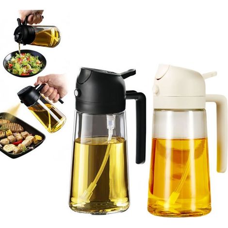 Spruzzatore per olio da cucina da 470 ml – Spruzzatore per olio 2 in 1 per friggitrice ad aria, ideale per cucinare, insalate, aceti e altri usi in cucina. (1/4)