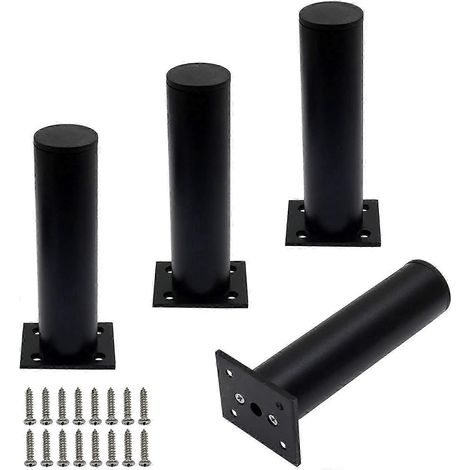 Pieds de meubles réglables en alliage d'aluminium noir, 1,5 pouce de diamètre et 6 pouces de hauteur, adaptés aux cuisines et aux salons du Royaume-Uni. (1/5)