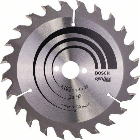 Bosch Accessories Optiline Wood 2608641171 Lama circolare in metallo duro 160 x 20 x 1.8 mm Numero di denti: 24 1 pz.