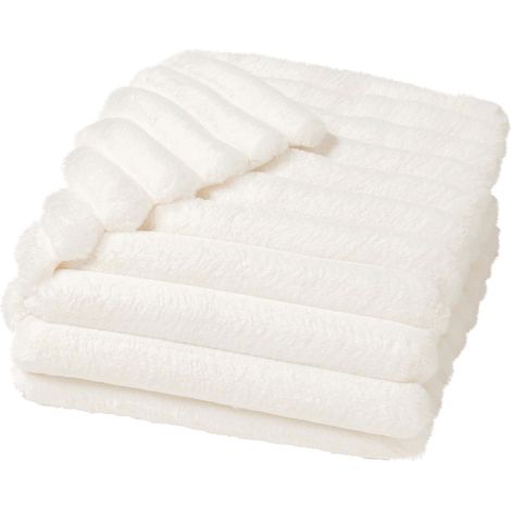 Plaid effet peluche polaire 125 x 150 cm Serenity creme (1/4)
