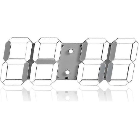 Réveil de bureau simple et créatif, horloge murale numérique LED stéréoscopique 3D multifonctionnelle avec télécommande et capteur photosensible (couleur : blanc) (1/5)