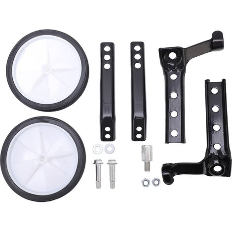 Roues stabilisatrices réglables en acier et plastique pour vélo enfant 18 à 24 pouces - Support d'apprentissage noir (1/5)