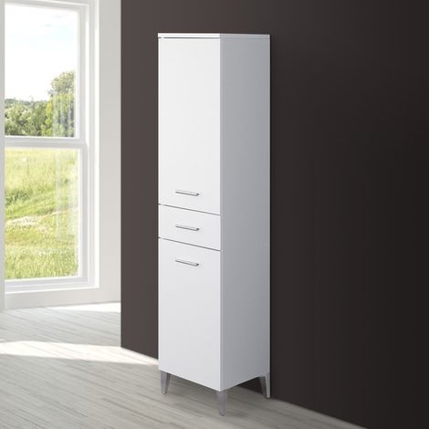 COLONNA SINGOLA BIANCA H149 CM CON DUE ANTE E UN CASSETTO