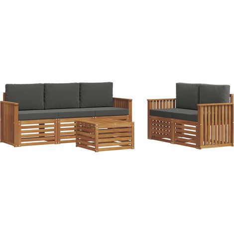 Set di divani da esterno 6 pz Naturale e Antracite vidaXL (1/5)