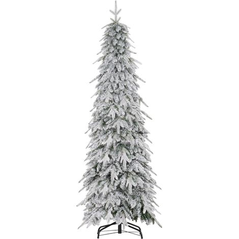 Künstlicher Weihnachtsbaum 180 cm aus grünem Metall mit Schnee-Effekt, selbstöffnend – MEUBLIV (1/5)