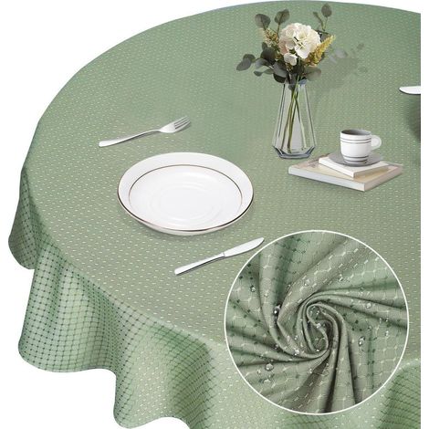 Runde Tischdecke 150 cm Salbeigrün, knitterfrei, abwischbar, Polyester