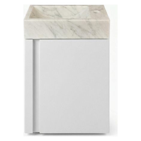 Saniclass Chaci Ensemble de lavabo - 40x65cm - 1 porte - 1 trou de robinet - droite - lavabo pierre naturelle marbre - blanc mat