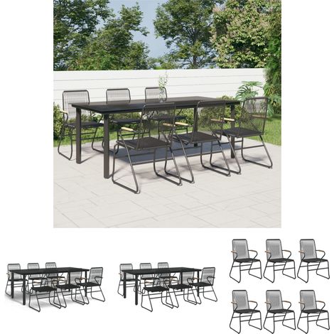 Gartenstuhl - vidaXL 7-tlg. Garten-Essgruppe Schwarz PVC-Rattan - Gartenstuhl Set (1/5)