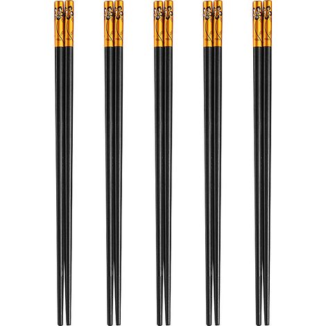 Baguettes réutilisables, lot de 5 paires de baguettes en fibre de verre, baguettes chinoises, antidérapantes, faciles à utiliser (1/5)