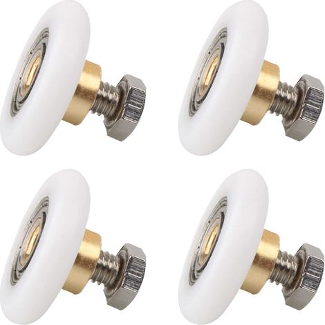 Juego de 4 rodillos para puerta de ducha, rueda deslizante de 19 mm, polea de repuesto para el hogar, el baño y el bricolaje, compatible con orificios para puertas de ducha de vidrio.
