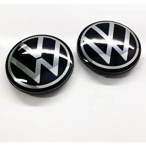 1x Cache Moyeu de Roue Effet Miroir 56mm Compatible Volkswagen - Enjoliveur Central de Jante Bora, Sagitar, Lavida, Jetta, Magotan, Santana, Passat, Polo - Noir