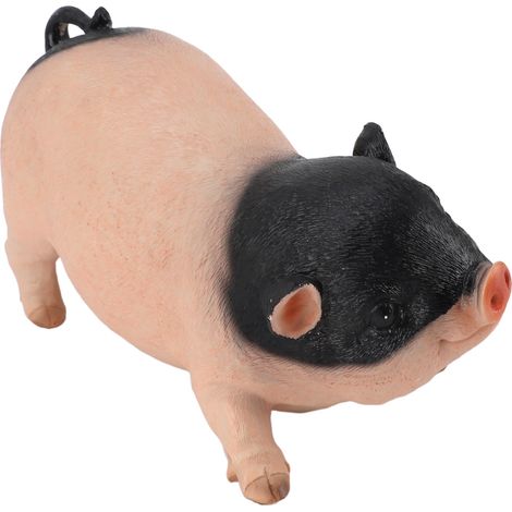 Estatua de cerdo de jardín de 26 cm de altura, figura realista y adorable de resina para decoración de interiores y exteriores. Incluye maceta. (1/5)
