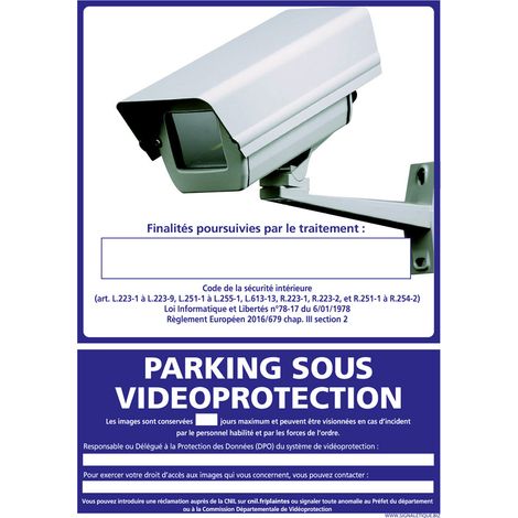 PANNEAU PARKING SOUS VIDEO PROTECTION (G1228) - Adhésif - 75 x 105 mm