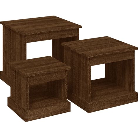 Maison Exclusive - Couchtische 3 Stk. Braun Eichen-Optik Holzwerk