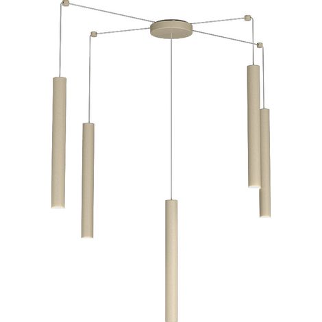 Sospensione Moderna Round Tube Metallo Sabbia 5 Luci Gu10 (1/4)