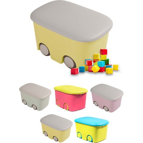 Caja de Ordenación Multiusos Bicolor con Ruedas Almacenamiento