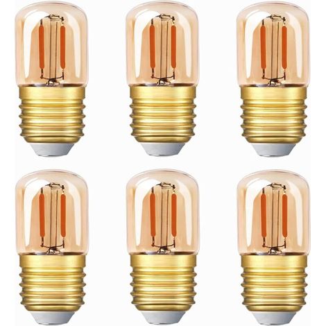 Lampadina LED mini tubolare, 1 W, T28, lampadina LED Edison, attacco a vite E27, 2200 K, lampadina bianca super calda per scopi decorativi, 80 lm, non dimmerabile (vetro ambrato), 220 V, confezione da