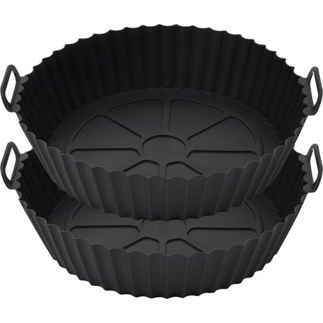 Lot de 2 moules en silicone pour friteuse à air, accessoires pour friteuse à air, réutilisables à la place du papier sulfurisé (capacité jusqu'à 8 litres) (1/5)