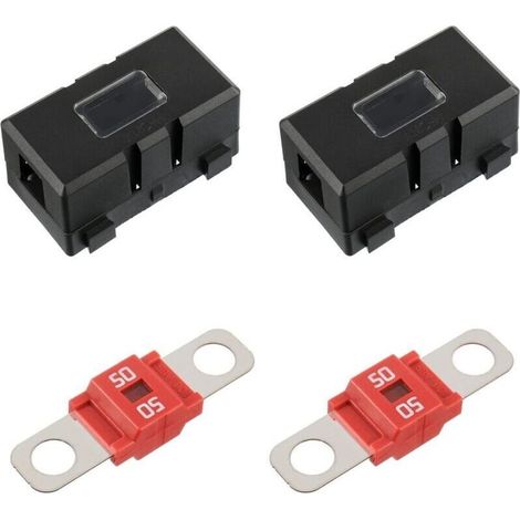 Lot de 2 ANS Porte Fusibles de Voiture et 2 Fusibles Midi Boulonnés à Courant élevé 50A pour Voitures, Camions, Véhicules (1/4)