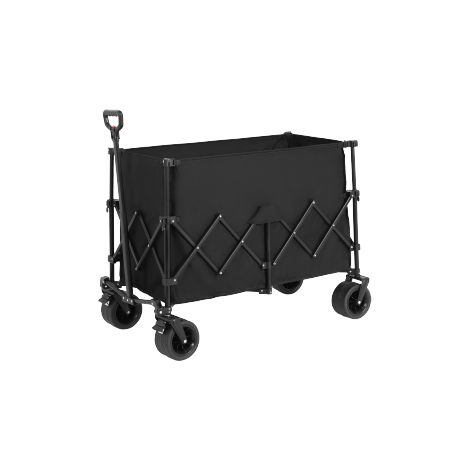 Beach Wagon,Collapsible Wagon 220lbs with Big Wheels Foldable Wagon Carts, Heavy Duty 300L Folding Utility Garden Cart with Big All-Terrain Beach Wheels & Drink Holders. Black