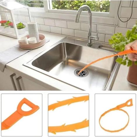 Outil de nettoyage de siphon de salle de bain pour cheveux, 51 cm, lot de 2 (1/5)