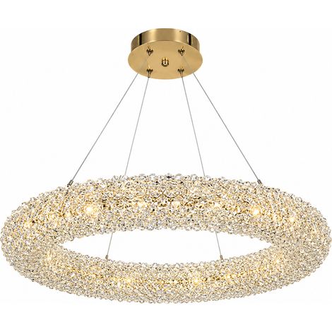LUSSOCRAFT Lustre en cristal classique – Cristal et métal, 36 W, 3 couleurs d'éclairage dimmables, LED intégrée, Ø65.8 cm