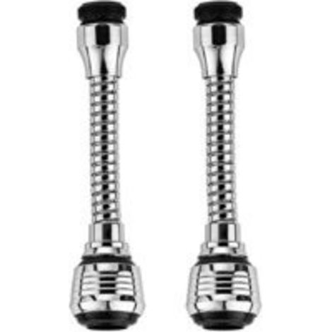 Aérateur Robinet Pivotant Grand Angle 360Degrés, pour Robinet D'évier Salle Bain Cuisine à Domicile (avec Adaptateur Tuyau Mobile), Buse Baignoire Haute Pression Rotative Remplacement (2pcs)