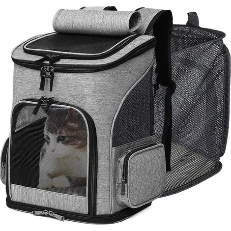 Sac de transport pour chien et chat, sac à dos animal extensible et pliable, petit chien, chat, aéré, voyage, sac à dos pour animaux (1/5)