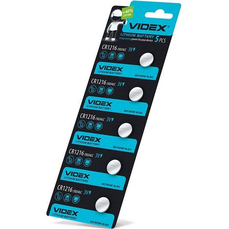 Set di 5 batterie al litio resistenti e potenti Videx 5034LC CR1216 3V 25mAh
