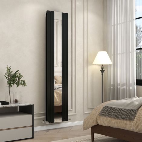 1800x417mm Vertical Radiator Double Flat Panel Central Heating Radiator With Mirror Black (1/5)