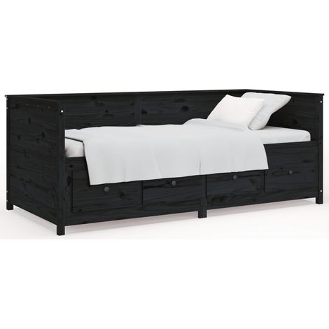 Maison Exclusive - Sofá cama madera maciza de pino negro 90x200 c (1/5)