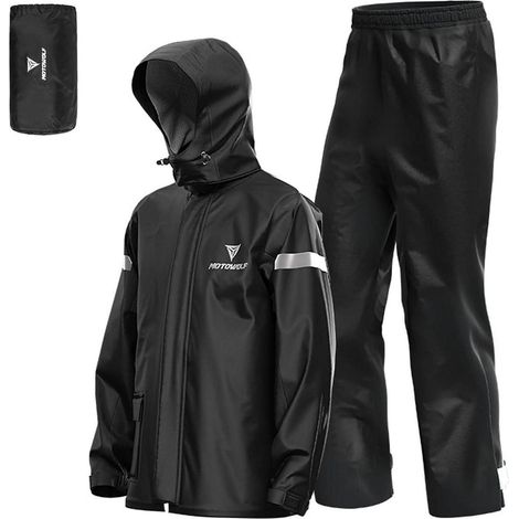 Regenanzug Herren Motorrad wasserdicht reflektierend Schwarz XXL (1/5)