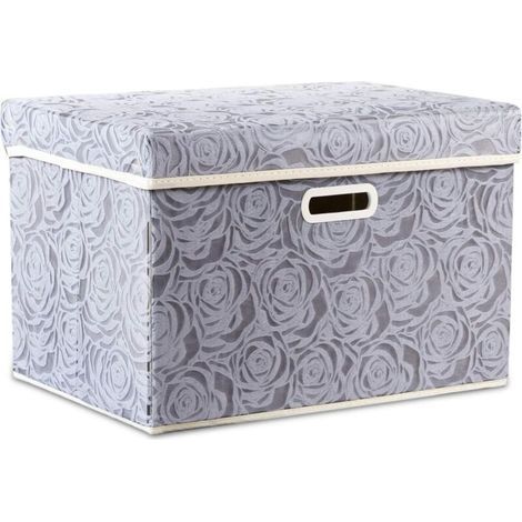 Grandes boîtes de rangement pliables avec couvercles [1 paquet] Organisateur de cube de bac de rangement décoratif en tissu, gris 45 x 30 x 30 cm (1/4)