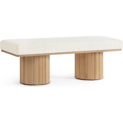 Panca 2 Posti Bouclé Bianco Moderna da Interno - RYAN (1/5)
