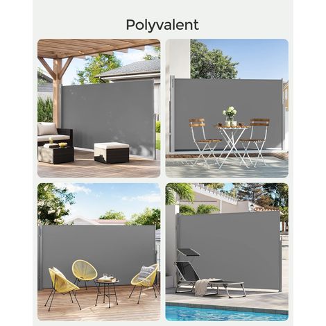 Songmics – Paravent brise-vue extérieur 180 x 400 cm – Toile polyester 280 g/m² – Protection UPF 50+ – Store latéral pour balcon – GSA184G03 (1/5)