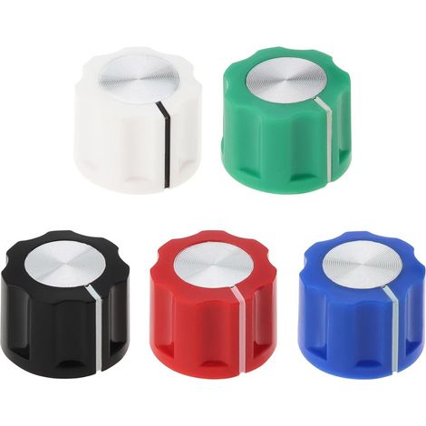 5pcs Guitar Effect Volume Control Knobs, Plastic and Metal Potentiometer Knobs for Guitar, 6.4mm Hole Diameter, Guitar Potentiometer Tone Knobs (1/5)