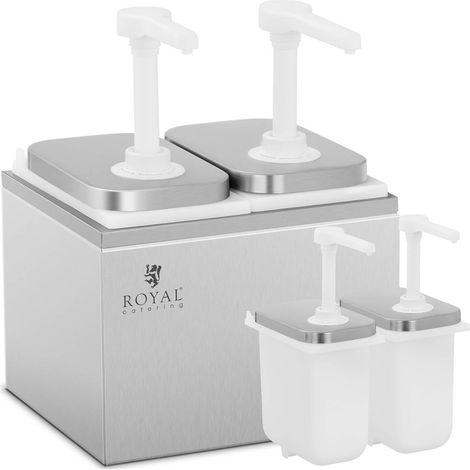 Doppio dispenser per salse con pompa in acciaio inox 2 x 2 l (1/5)