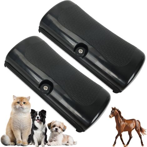 Brosse démêlante ergonomique pour poils d'animaux (chats, chiens, chevaux), idéale pour les poils emmêlés (2 pièces).-AquaForge (1/4)