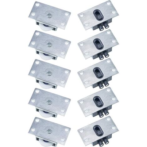 5 paires Galet de Roulement de Porte Coulissante Roues à Rouleaux pour Meubles de Fenêtre Anti-rouille Muet Pas Facile à Porter pour Armoire Armoire Placard Fenêtre (Argent) (1/4)