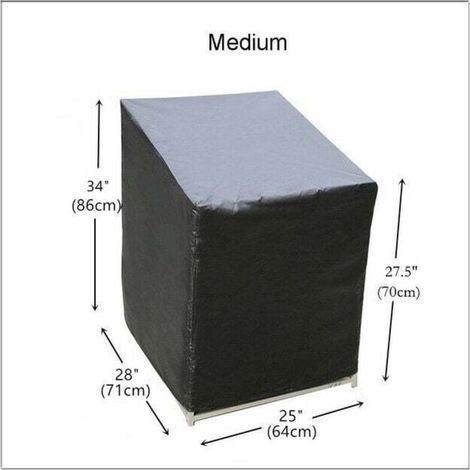 Telo di copertura impilabile per sedia da giardino, in tessuto Oxford 210d impermeabile, protezione per sedia da giardino, protezione UV/pioggia per sedie da giardino e balcone, 64x71x70/86 cm (nero) (1/4)