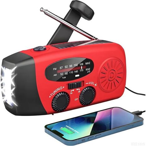 Filiyano – lampe torche LED et – Radio solaire d'urgence : équipée d'une lampe torche LED et compatible avec les diffusions météo AM/FM/WB (2000 MAH) (1/5)