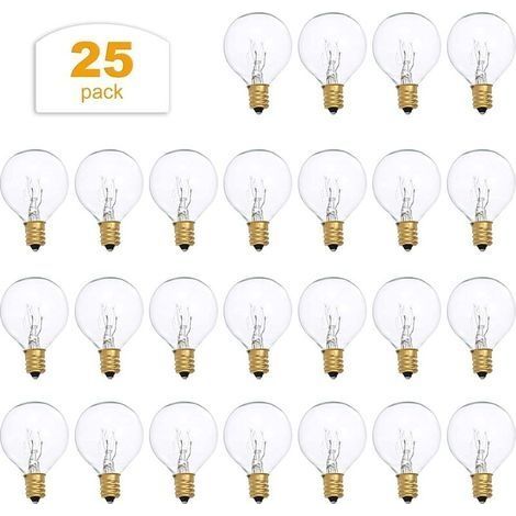 Ampoule E12 Ampoule G40 Ampoules Remplacement G40 Ampoule de Tungstène 7W 220-240V Ampoules Extérieur Patio Décor À La Maison Décoration de Fête de Mariage (25 Pack) (1/4)
