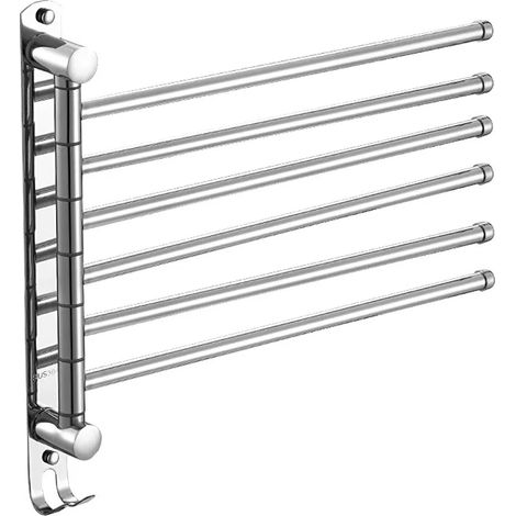 Porte-serviettes mural pivotant à 180°, 6 bras, en acier inoxydable 30 (1/5)
