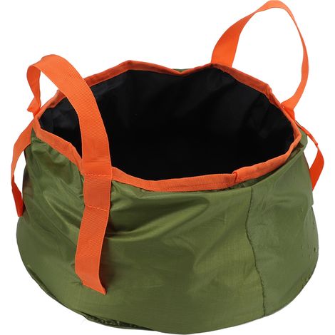Seau pliable avec poignée - Bassin de lavage portable léger pour camping, randonnée, pêche - Vert armée