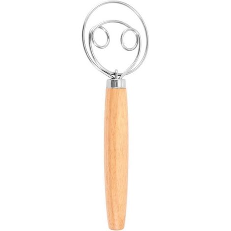 Batteur - Pétrisseur - Acier Inoxydable - Manche Bois - Pour Pâtisserie Gâteaux Desserts Biscuits - 33 x 8 cm