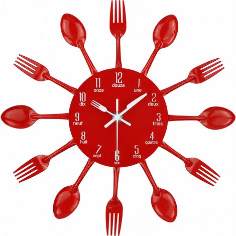 Horloge murale créative en métal rouge 12 pouces rouge 33 × 33 × 5 cm 1 kg – Livraison gratuite