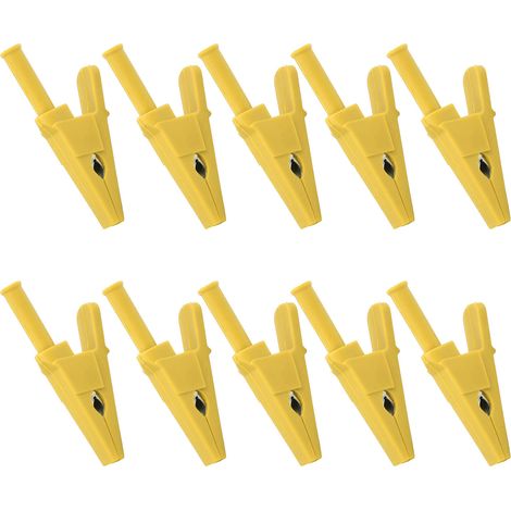 10 Stück Stromprüfklemmen, 20 mm Öffnung, gute Leitfähigkeit, Sicherheitsprüfklemmen mit 4-mm-Klinkenstecker für elektrische Schaltungen, gelb (1/5)