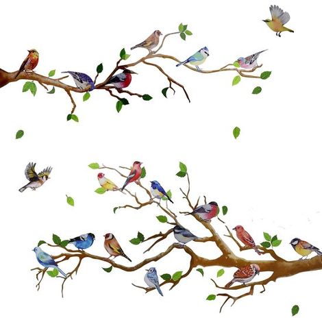 pièces - Stickers muraux - Stickers muraux Vogels - Animaux de bande dessinée - Jungle - Autocollant - Décoration - 2535cm - coloré - PVC (1/5)