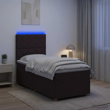 vidaXL Cama box spring con colchón Marrón Oscuro 100 x 200 cm Tela (1/5)